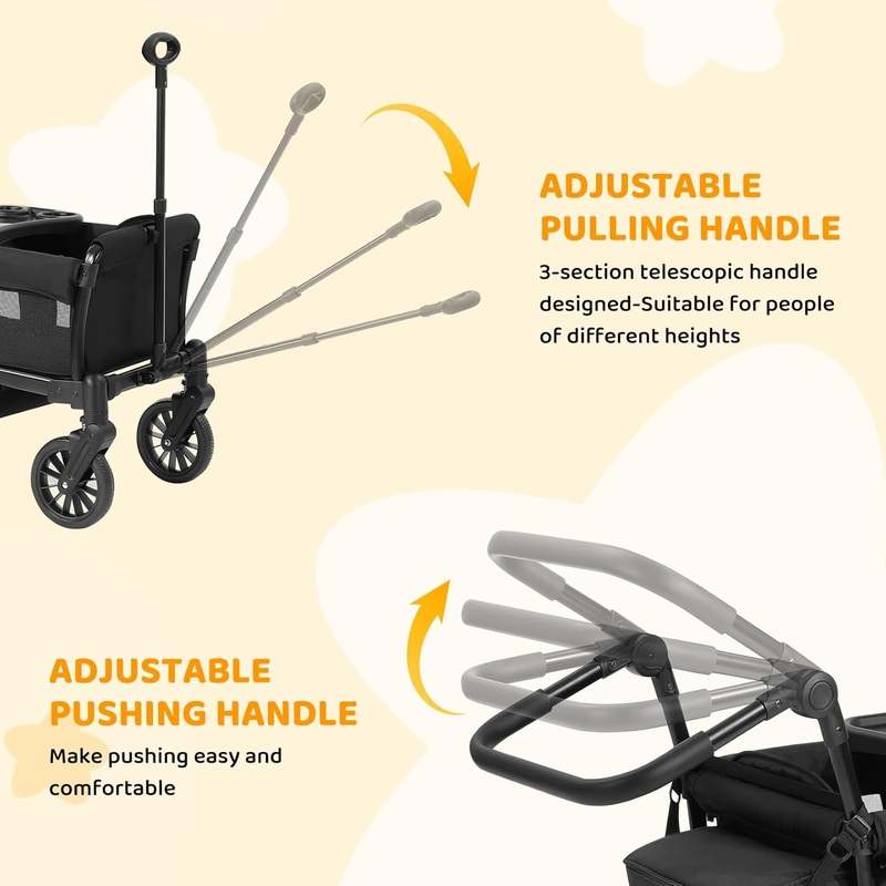 New ELEMARA Stroller Wagon for 2 Kids (Black) - Kidsy