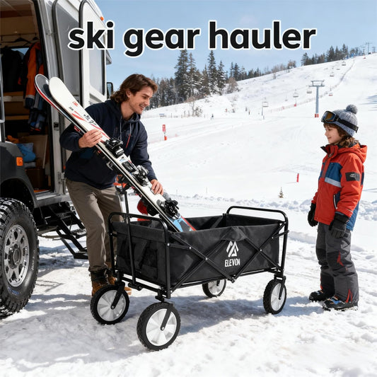 New Elevon All - Terrain Foldable Utility Wagon Cart with 150LB Capacity (Black) - Kidsy