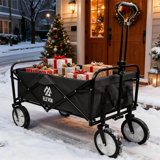 New Elevon All - Terrain Foldable Utility Wagon Cart with 150LB Capacity (Black) - Kidsy