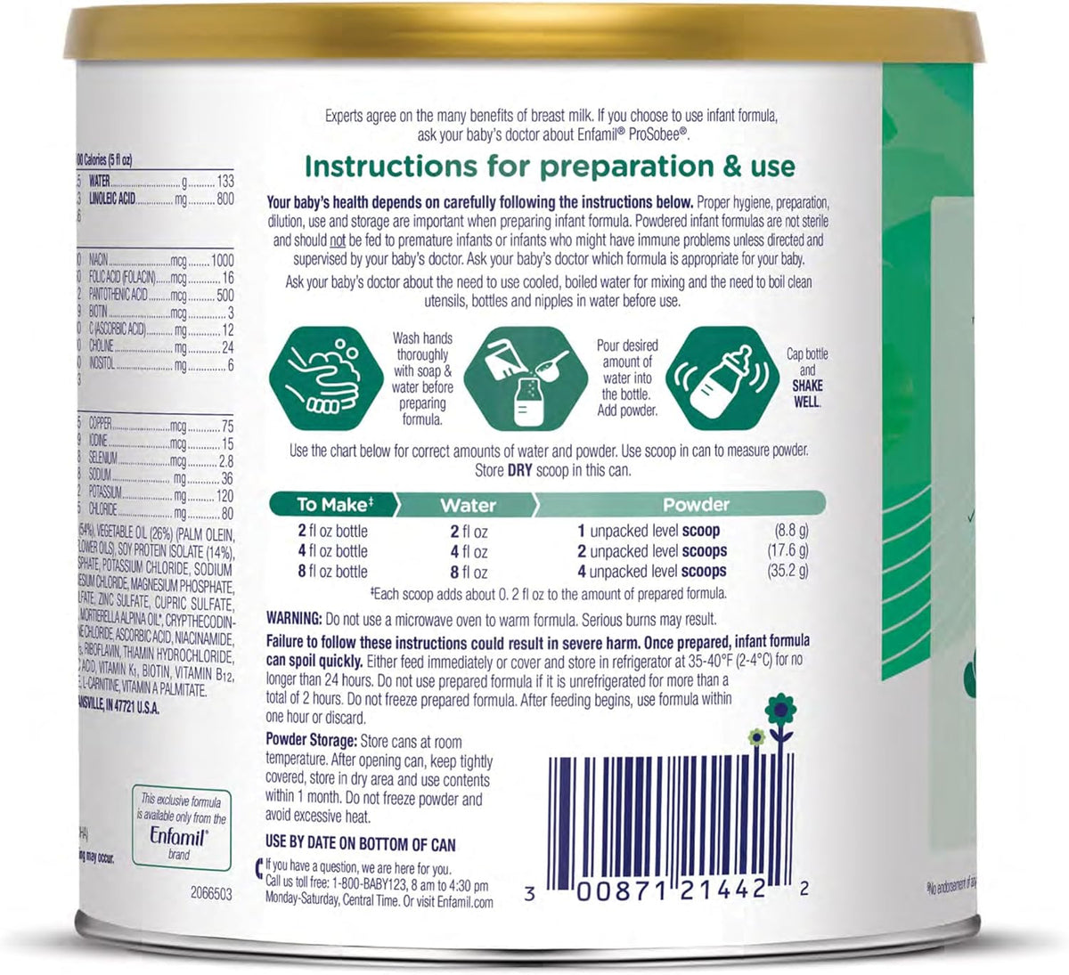 New Enfamil Prosobee Plant-Based Baby Formula (20.9 Oz Can) - Kidsy