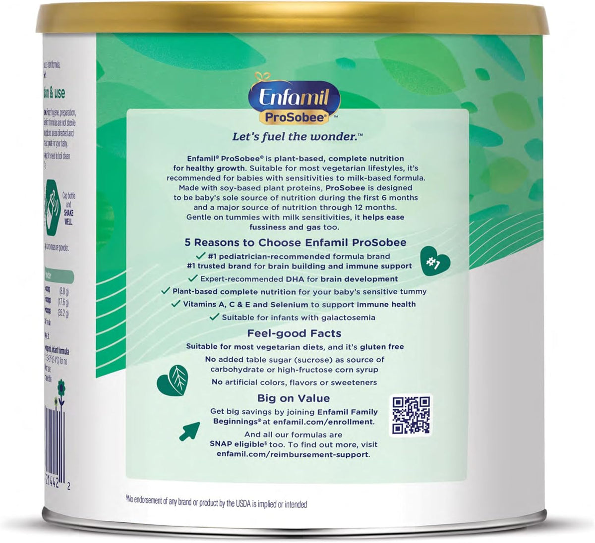 New Enfamil Prosobee Plant-Based Baby Formula (20.9 Oz Can) - Kidsy