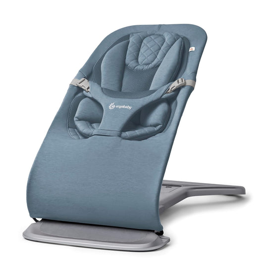 New Ergobaby Evolve 3 - in - 1 Baby Bouncer Seat, Adjustable Multi - Position Infant Bouncer and Toddler Chair (Oxford Blue) - Kidsy
