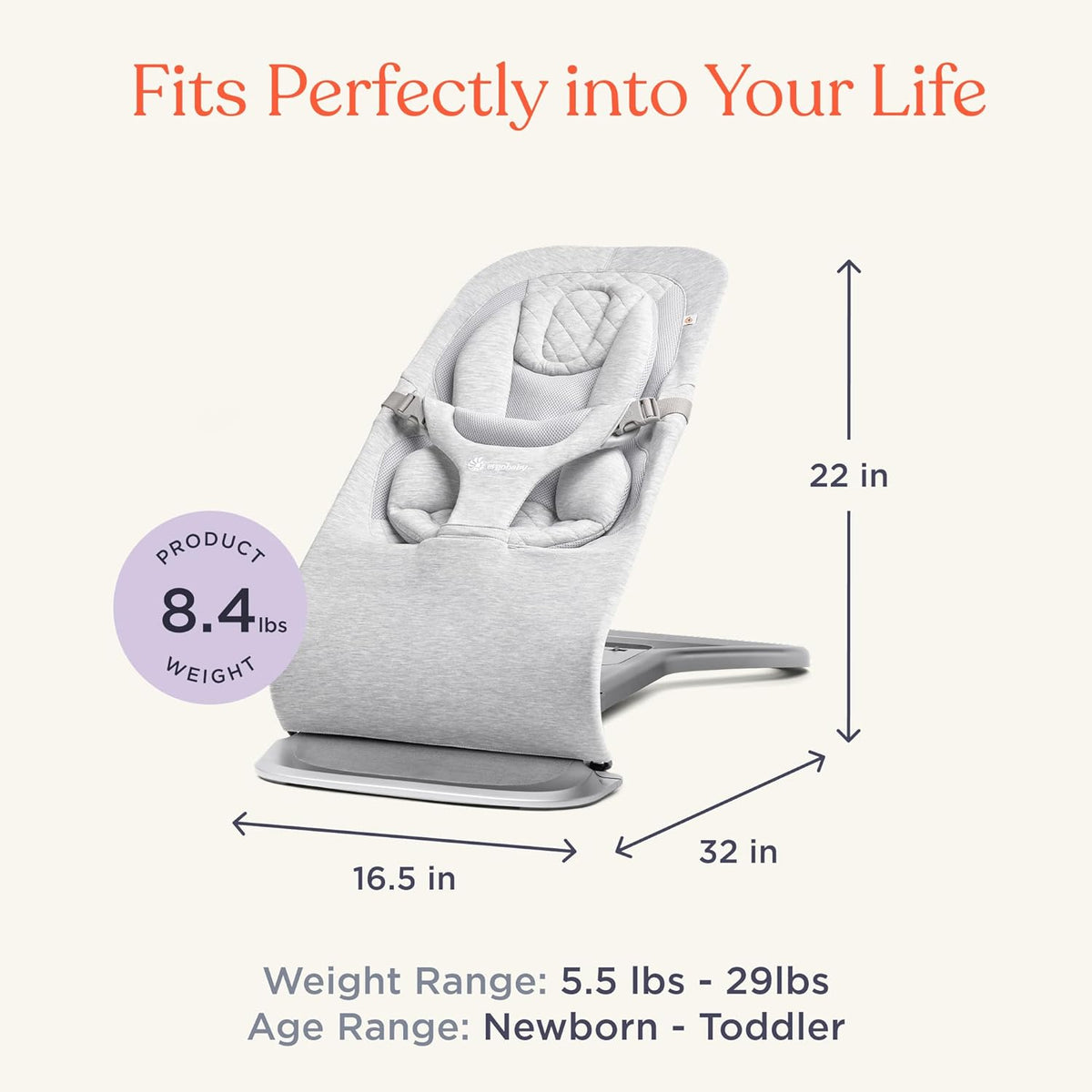 New Ergobaby Evolve 3 - in - 1 Baby Bouncer Seat, Adjustable Multi - Position Infant Bouncer and Toddler Chair (Oxford Blue) - Kidsy