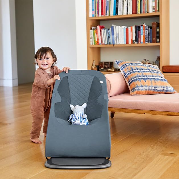 New Ergobaby Evolve 3 - in - 1 Baby Bouncer Seat, Adjustable Multi - Position Infant Bouncer and Toddler Chair (Oxford Blue) - Kidsy