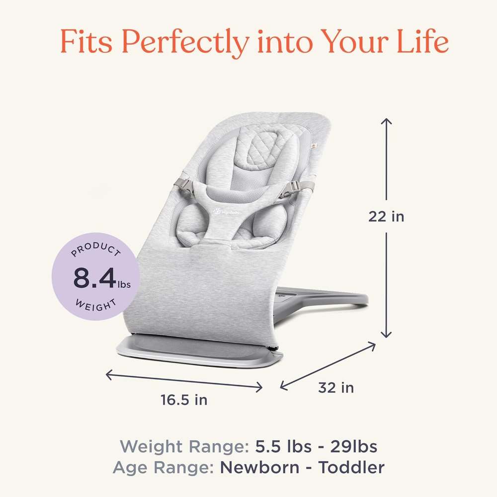 New Ergobaby Evolve 3 - in - 1 Baby Bouncer Seat (Camel) - Kidsy