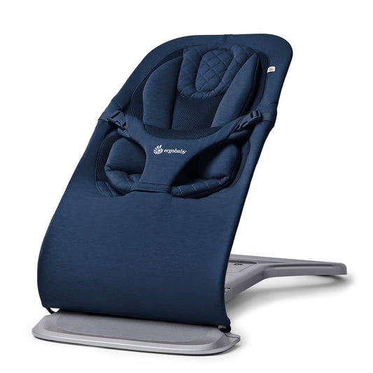 New Ergobaby Evolve 3 - in - 1 Bouncer Adjustable Multi Position Baby Bouncer Seat (Midnight Blue) - Kidsy