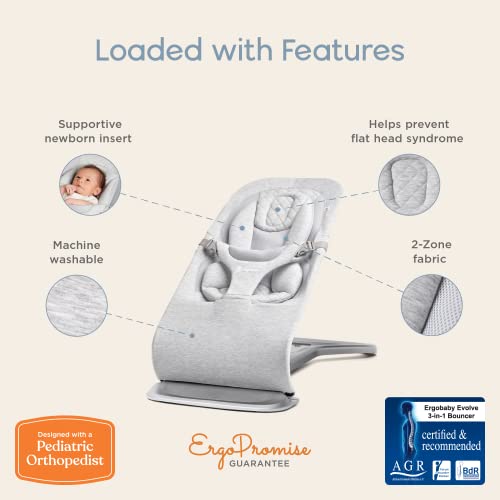 New Ergobaby Evolve 3 - in - 1 Bouncer (Charcoal) - Kidsy