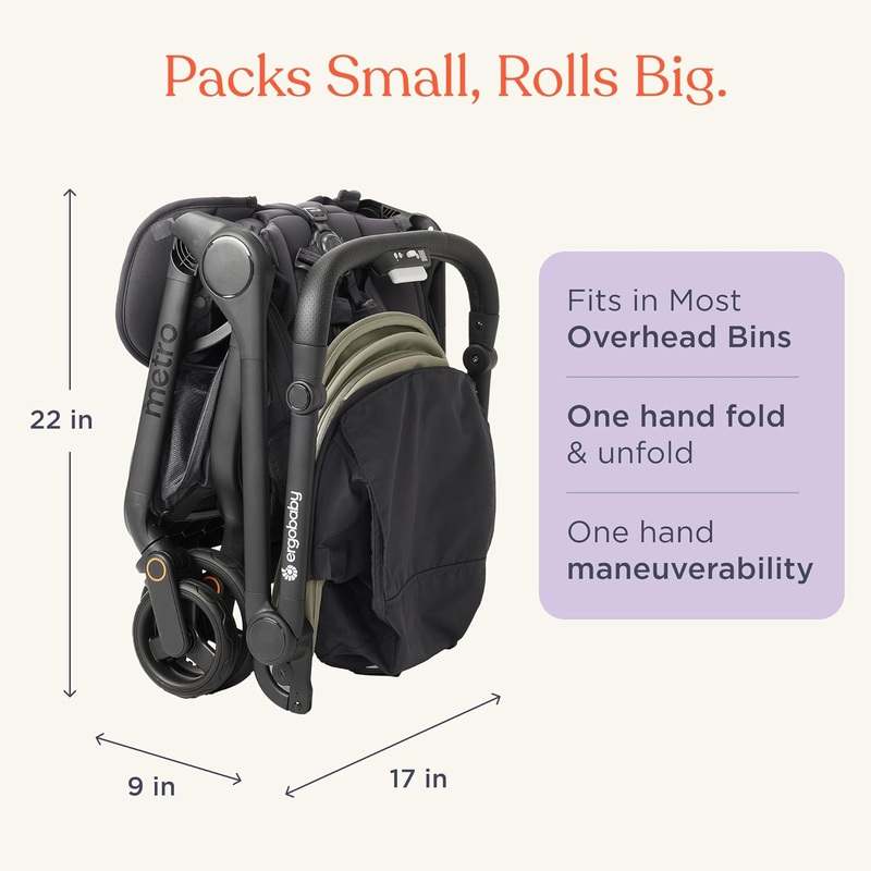 New Ergobaby Metro 3 Compact Stroller (Soft Olive) - Kidsy