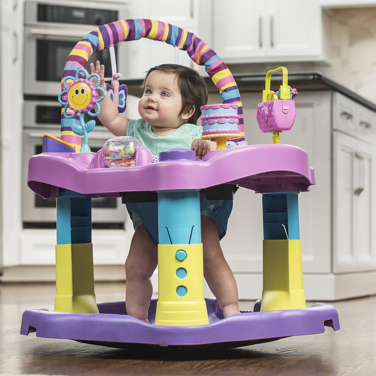 New Evenflo Exersaucer Bouncing Activity Saucer (Sweet Tea Party) - Kidsy