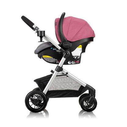 New Evenflo Pivot Modular Travel System with LiteMax Infant Car Seat (Dusty Rose Pink) - Kidsy
