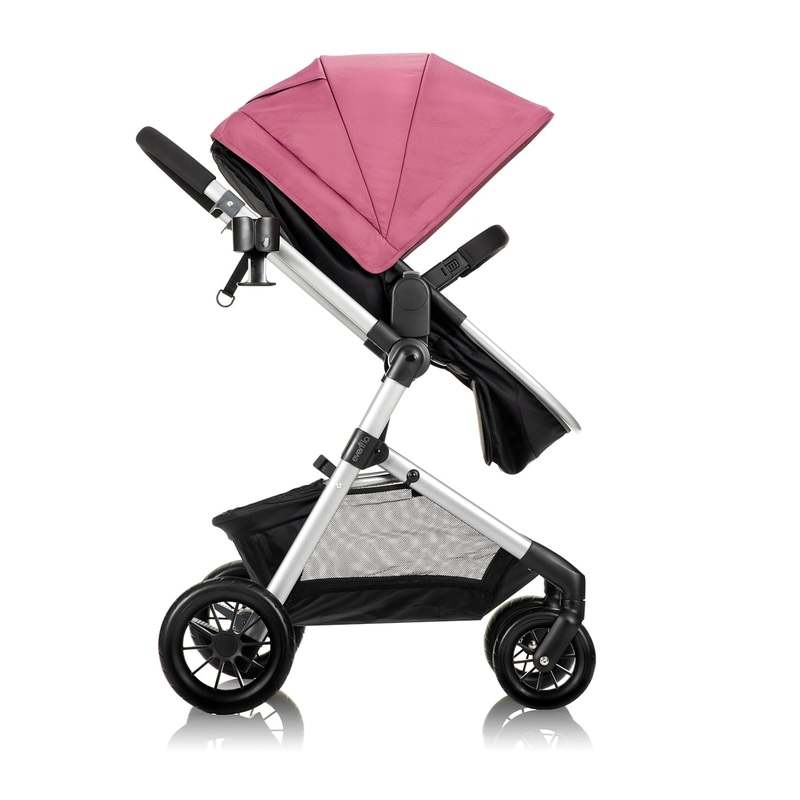 New Evenflo Pivot Modular Travel System with LiteMax Infant Car Seat (Dusty Rose Pink) - Kidsy