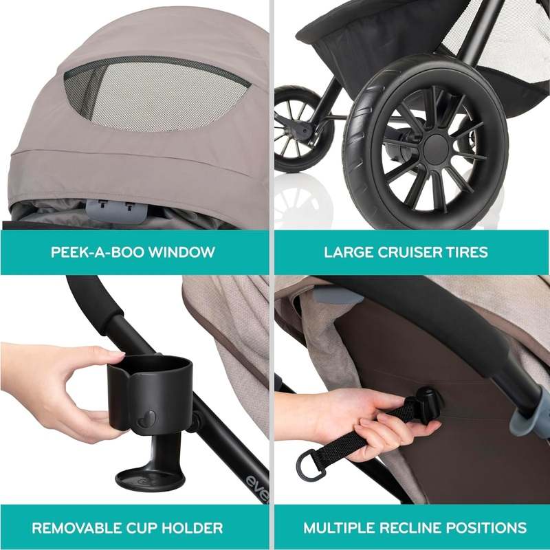 New Evenflo Pivot Modular Travel System with LiteMax Infant Car Seat (Dusty Rose Pink) - Kidsy