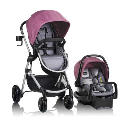 New Evenflo Pivot Modular Travel System with LiteMax Infant Car Seat (Dusty Rose Pink) - Kidsy