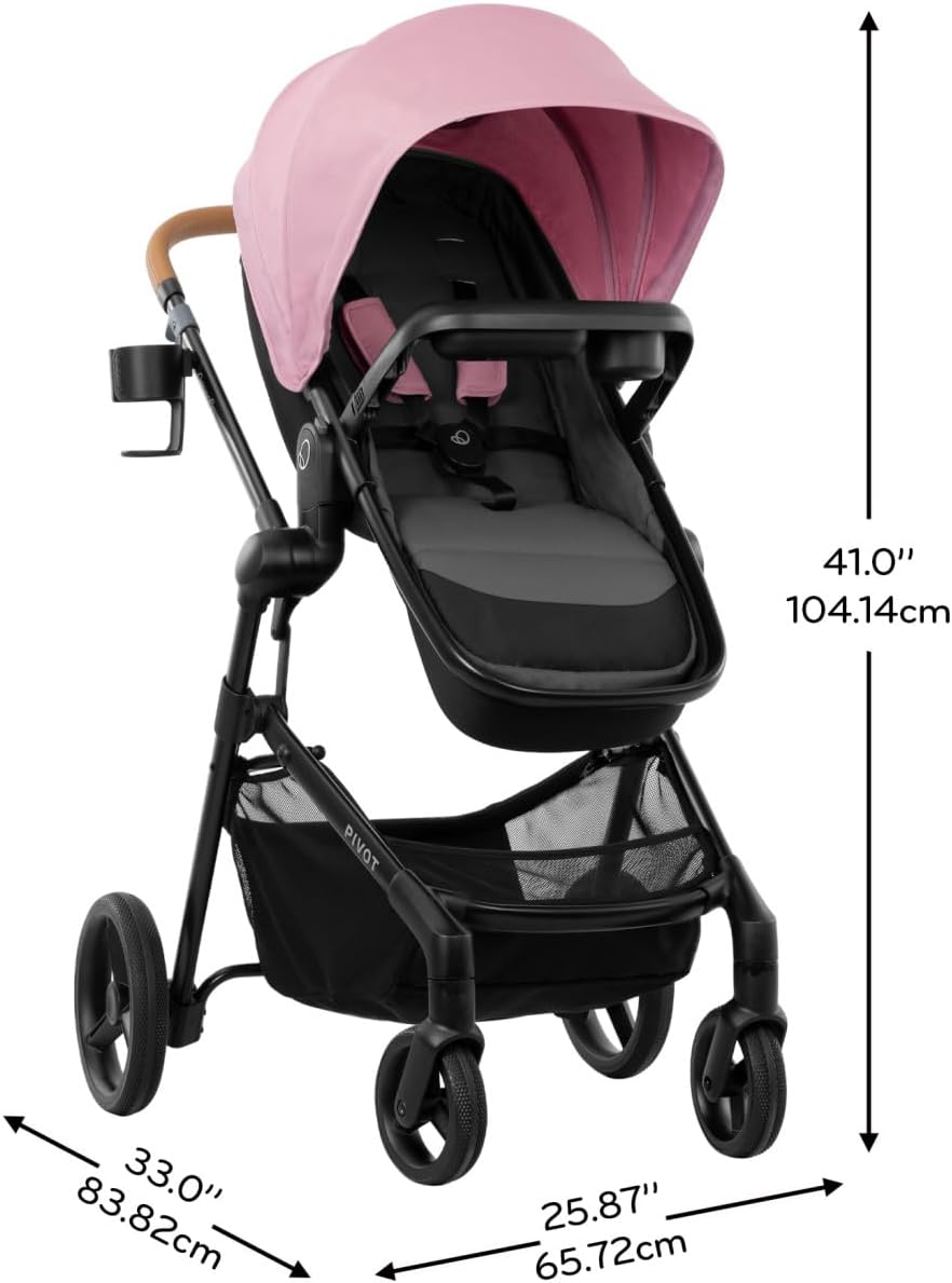 New Evenflo Pivot NXT Travel System with LiteMax NXT Infant Car Seat (Lilas Pink) - Kidsy
