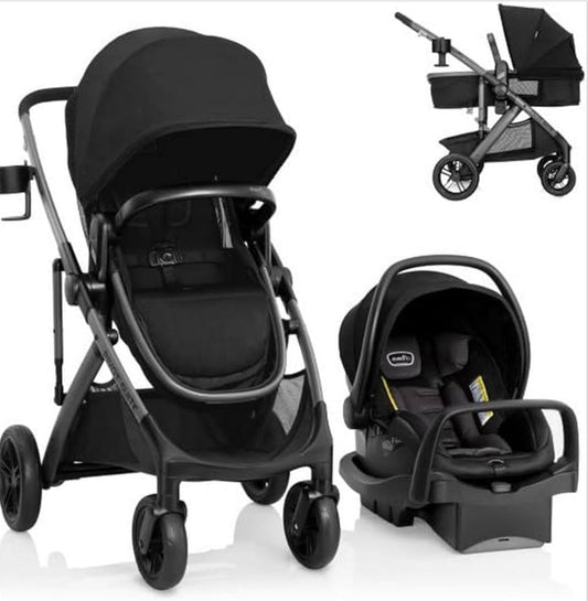 New Evenflo Pivot Suite Modular Travel System with Litemax Infant Car Seat (Dunloe Black) - Kidsy