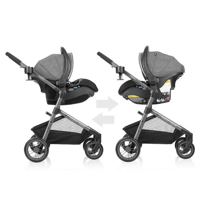 New Evenflo Pivot Vizor Modular Reversible Stroller Travel System with Car Seat (Black Chasse) - Kidsy