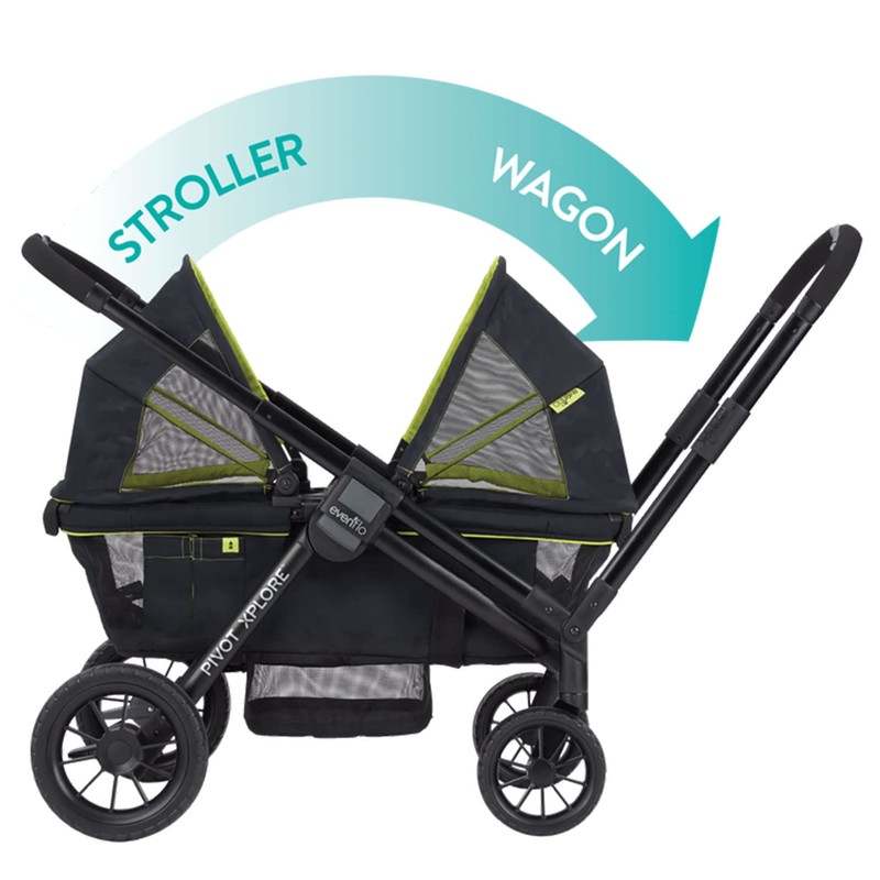 New Evenflo Pivot Xplore All - Terrain Stroller Wagon (Wayfarer Black) - Kidsy
