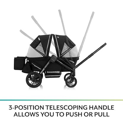 New Evenflo Pivot Xplore Dreamz All - Terrain Stroller Wagon with Bassinet Insert (Jetsetter Black) - Kidsy