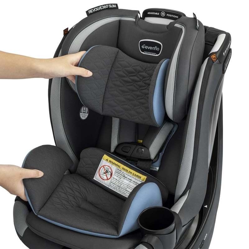 New Evenflo Revolve360 Slim 2 - in - 1 Rotational Car Seat (Stow Blue) - Kidsy