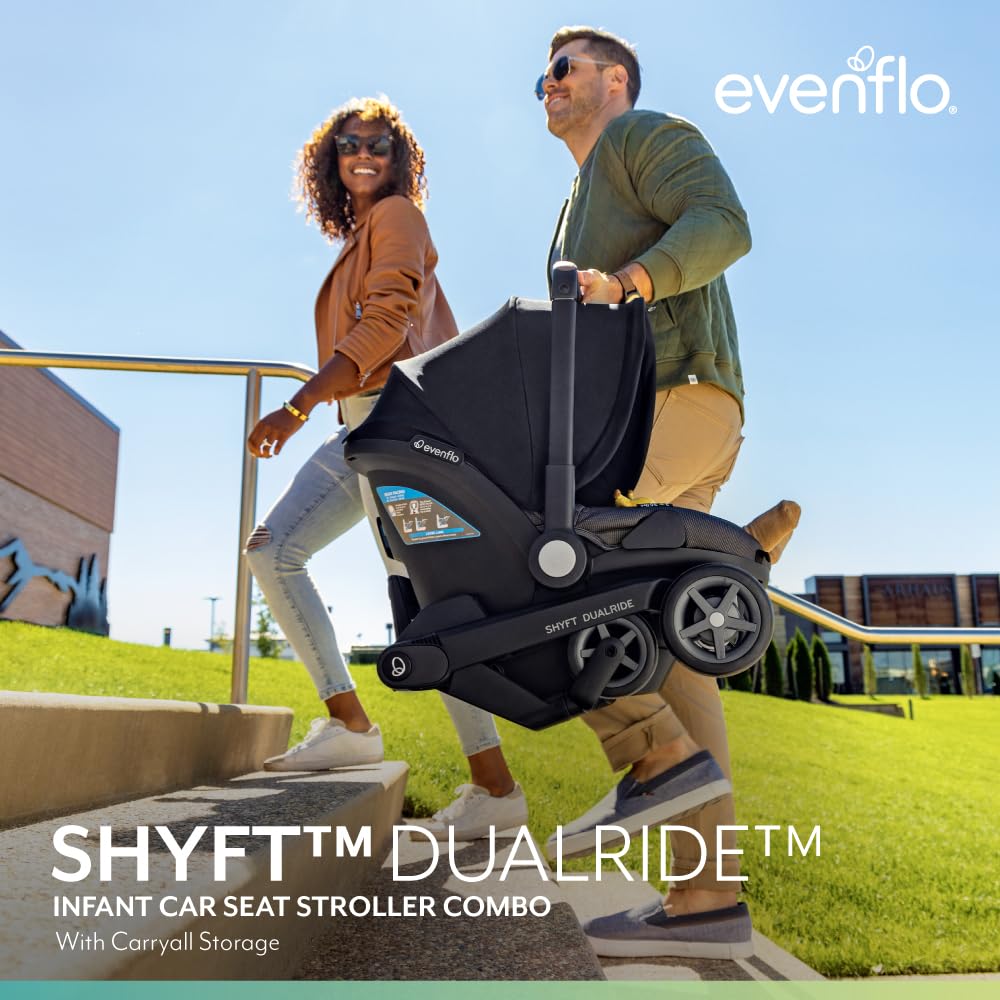 New Evenflo Shyft DualRide Infant Car Seat Stroller Combo (Boone Gray) - Kidsy