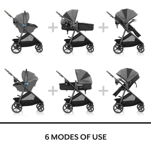 New Evenflo Shyft Intuiti Travel System Featuring LiteMax NXT Preemie and Infant Car Seat (Eclipse Black) - Kidsy