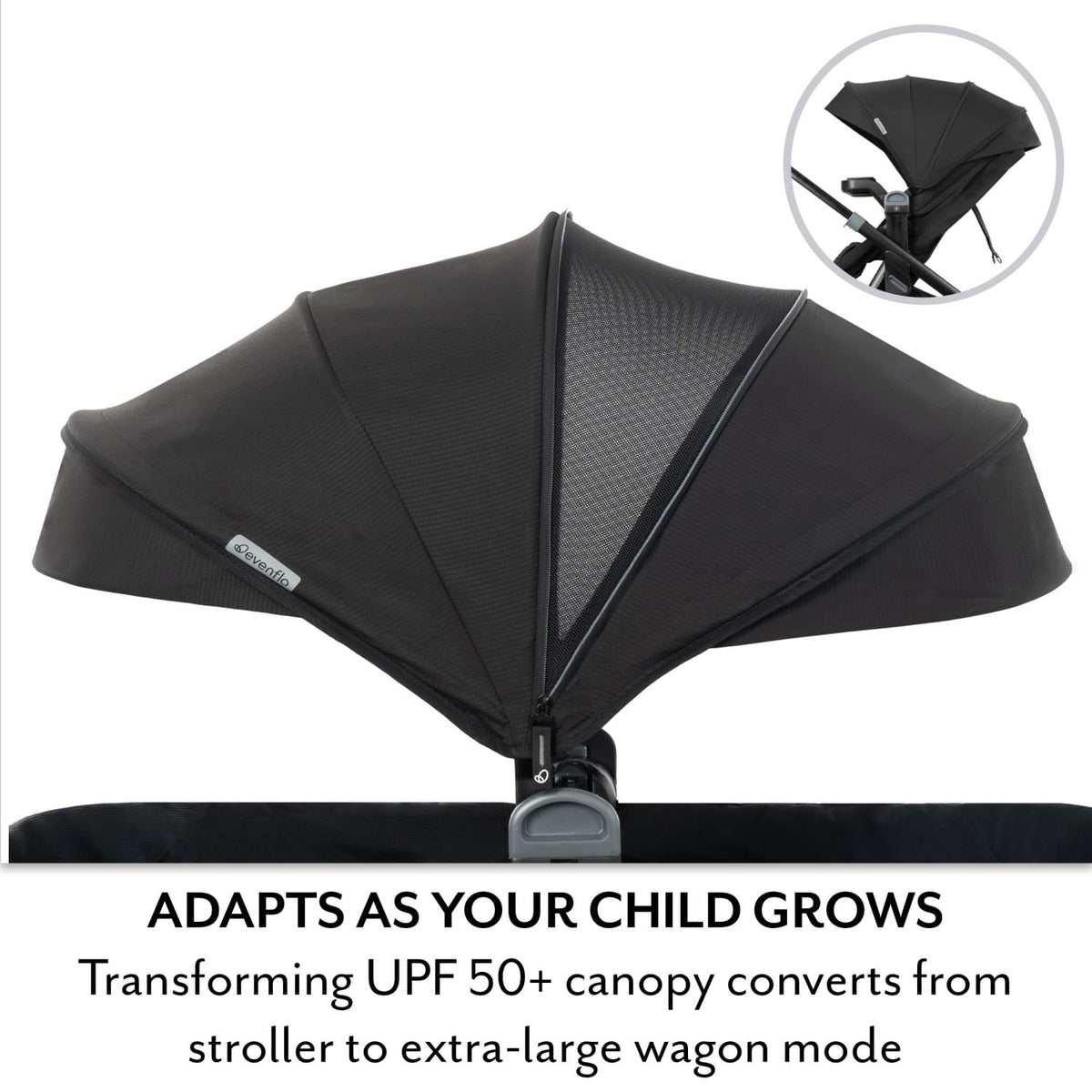 New Evenflo Transformer 2-Seat Convertible Stroller Wagon (Pitch Black) - Kidsy