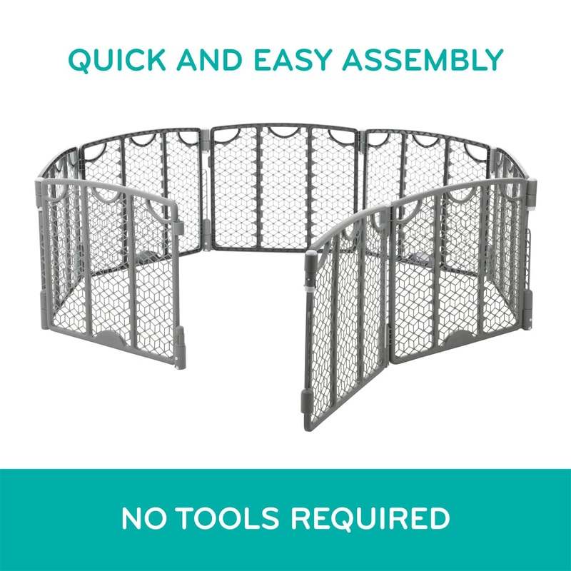New Evenflo Versatile Play Space Adjustable Play Area, Plastic, 8 - Panel (Cool Gray) - Kidsy