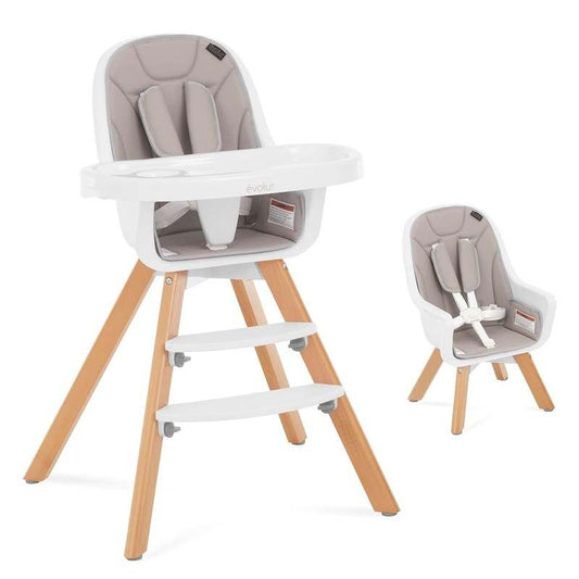 New Evolur Baby Zoodle 2 - in - 1 High Chair (Light Grey) - Kidsy