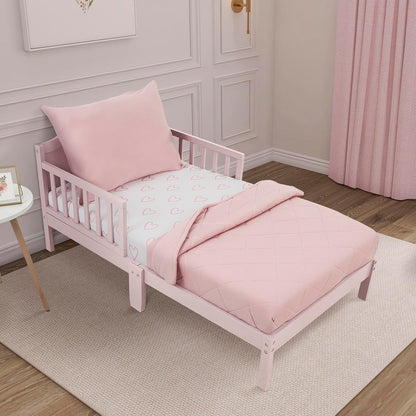 New Evolur I Heart You 3-Piece Toddler Bedding Set (Baby Pink with Heart Print) - Kidsy