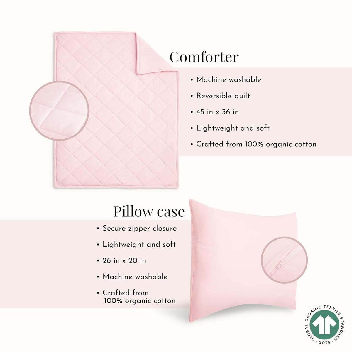 New Evolur I Heart You 3-Piece Toddler Bedding Set (Baby Pink with Heart Print) - Kidsy