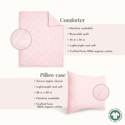 New Evolur I Heart You 3-Piece Toddler Bedding Set (Baby Pink with Heart Print) - Kidsy