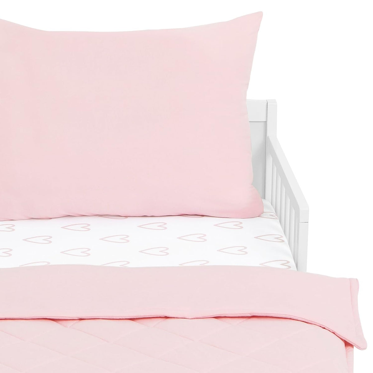 New Evolur I Heart You 3-Piece Toddler Bedding Set (Baby Pink with Heart Print) - Kidsy