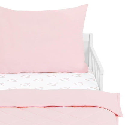 New Evolur I Heart You 3-Piece Toddler Bedding Set (Baby Pink with Heart Print) - Kidsy