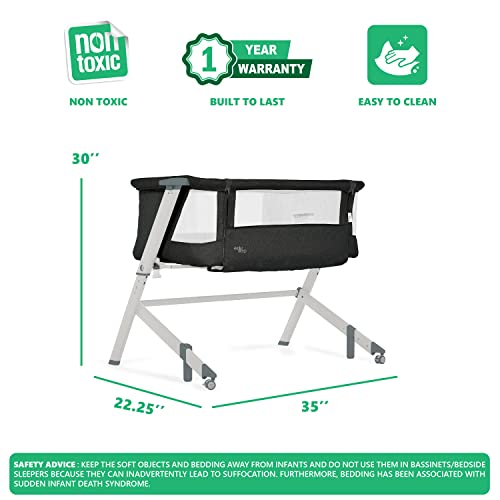 New Evolur Stellar Bassinet and Bedside Sleeper (Black) - Kidsy