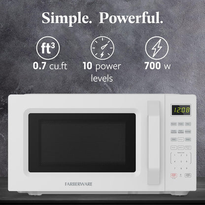 New Farberware Countertop Microwave Oven 700W, 0.7 Cu. Ft. Capacity (White) - Kidsy