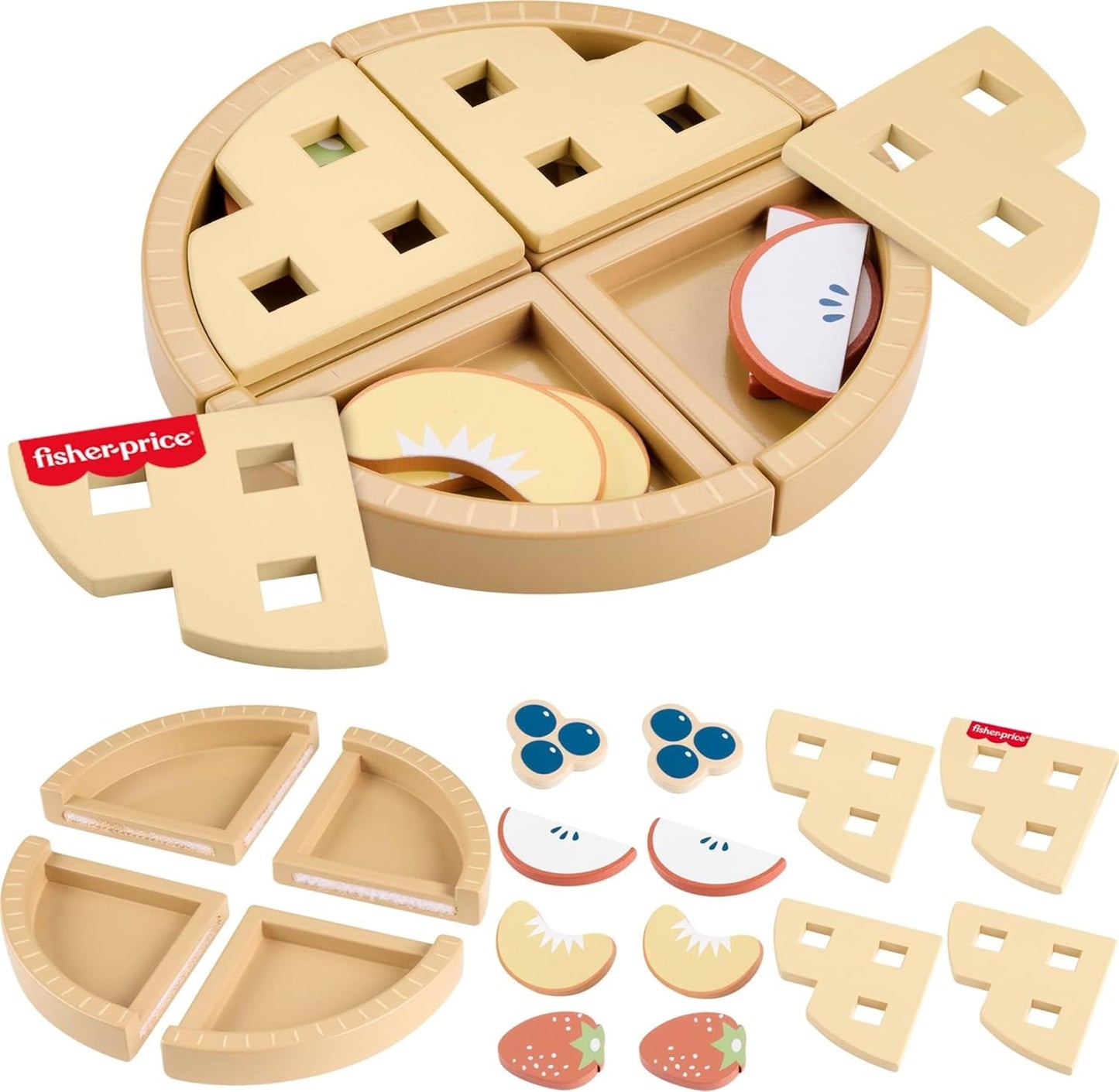 New Fisher - Price Wood Tiny Garden 16 - Piece Fruit Pie Play Food Set - Kidsy
