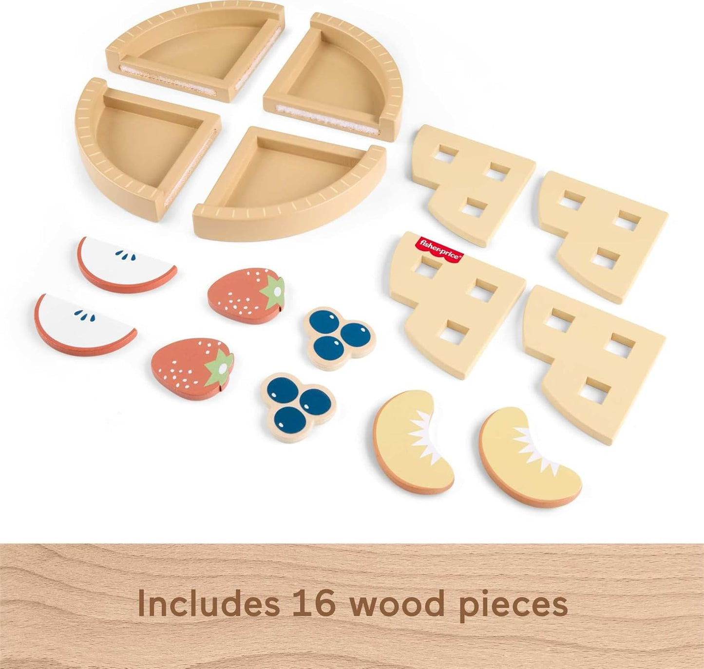 New Fisher - Price Wood Tiny Garden 16 - Piece Fruit Pie Play Food Set - Kidsy