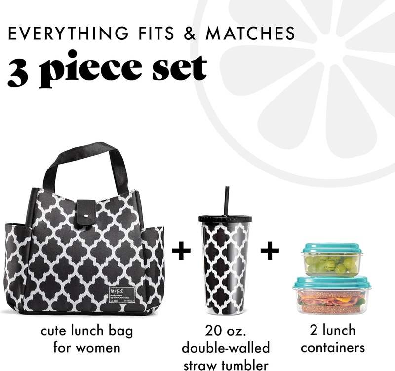 New Fit & Fresh Westport Insulated Lunch Bag (Black/White) - Kidsy