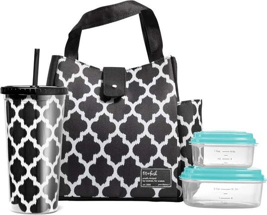 New Fit & Fresh Westport Insulated Lunch Bag (Black/White) - Kidsy