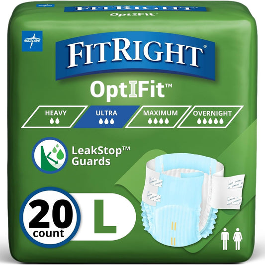 New FitRight Ultra Heavy Absorbency Incontinence Briefs, Large 20 Count - Kidsy