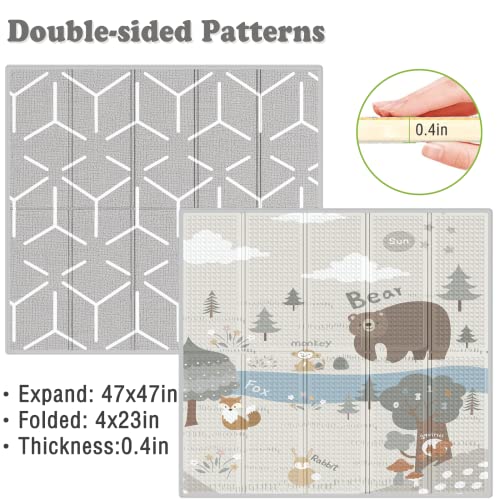 New Fodoss 47x47 Foldable Waterproof Baby Play Mat (Gray) - Kidsy