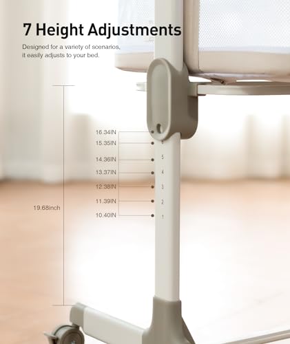 New Fodoss Adjustable Mesh Bedside Bassinet (Beige) - Kidsy