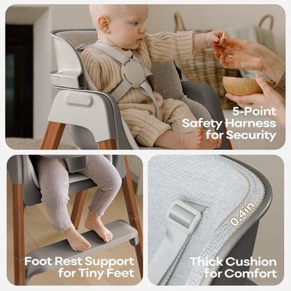 New Fodoss Convertible Baby High Chair with Detachable Tray (Grey) - Kidsy