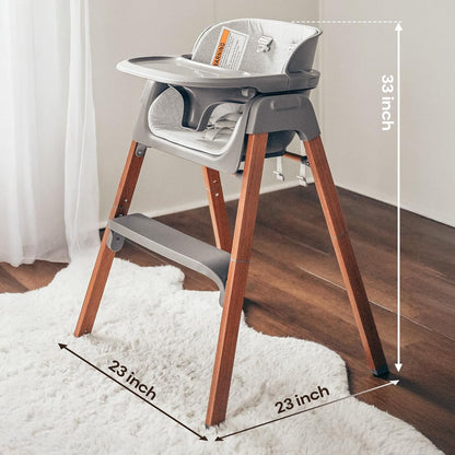 New Fodoss Convertible Baby High Chair with Detachable Tray (Grey) - Kidsy