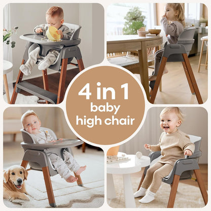 New Fodoss Convertible Baby High Chair with Detachable Tray (Grey) - Kidsy