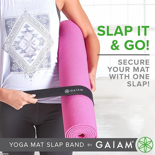 New Gaiam Yoga Mat Strap Slap Band 20x1.5 (Black) - Kidsy