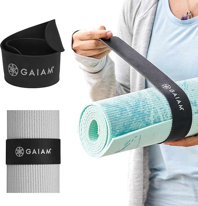 New Gaiam Yoga Mat Strap Slap Band 20x1.5 (Black) - Kidsy