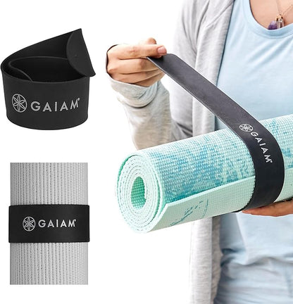 New Gaiam Yoga Mat Strap Slap Band 20x1.5 (Black) - Kidsy