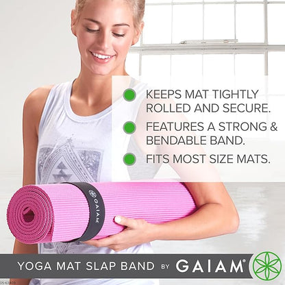 New Gaiam Yoga Mat Strap Slap Band 20x1.5 (Black) - Kidsy