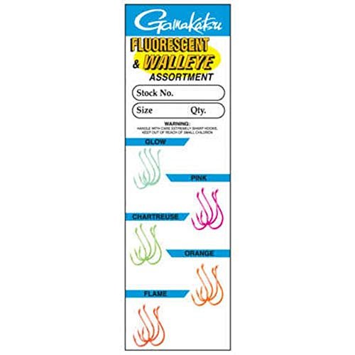 New Gamakatsu Walleye Fluor Assortment Fishing Equipment (20 Pack), Size 2 - Kidsy
